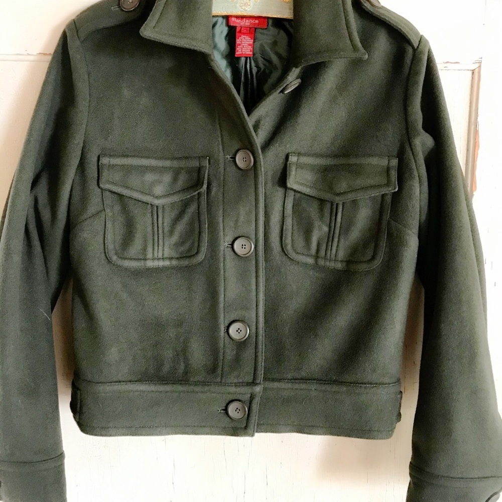 Sundance dark green wool and cashmere short jacket